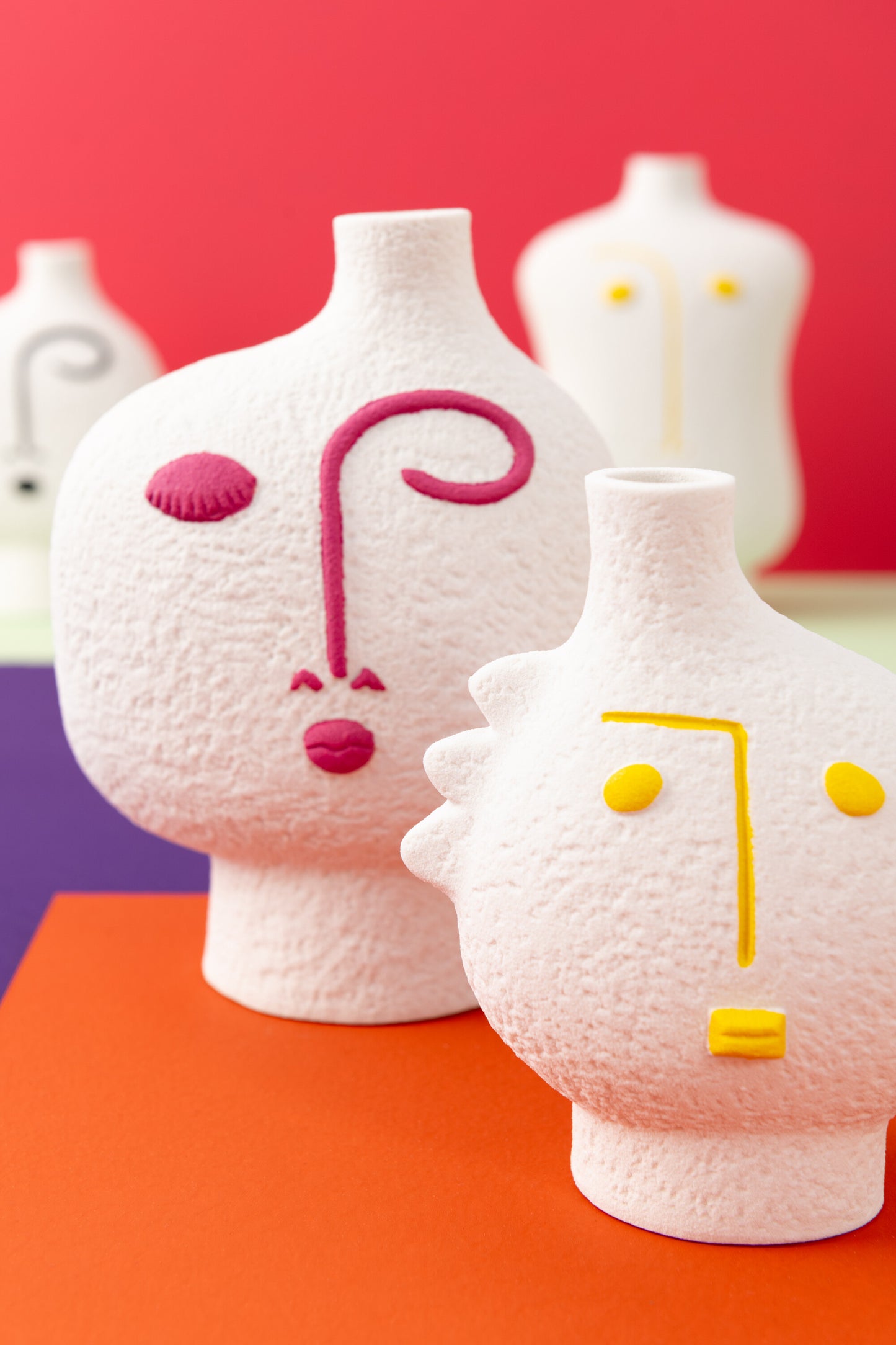 Juego De 3 Jarron Cajas Abstracto Porcelana Amarillo/Blanco