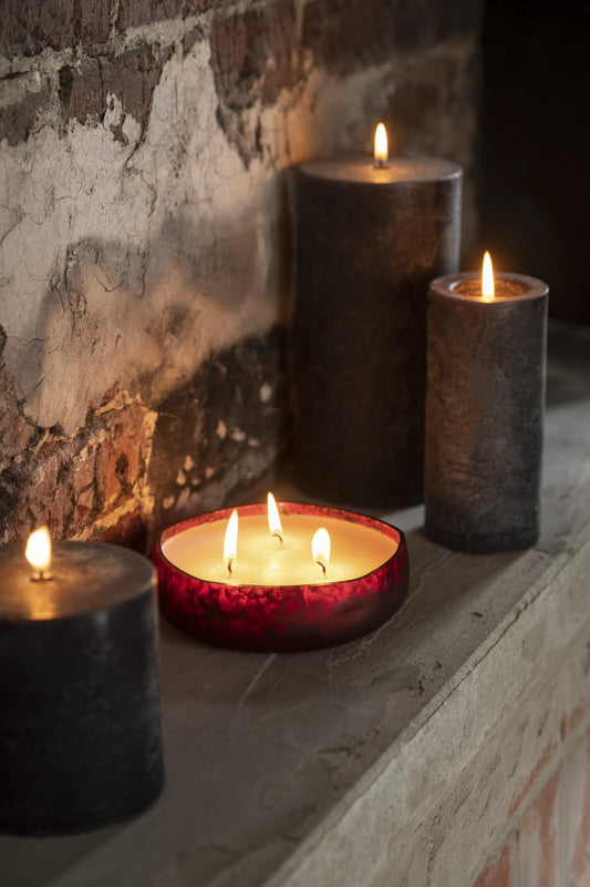 Vela Aroma M-Chic Vidrio Rojo Medio 19h
