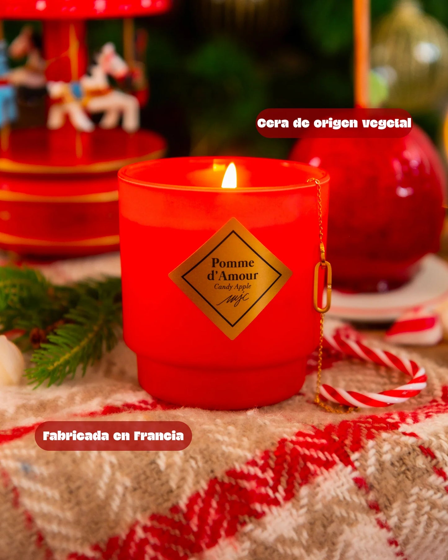 Vela con joya SWAROVSKI Manzana de Caramelo