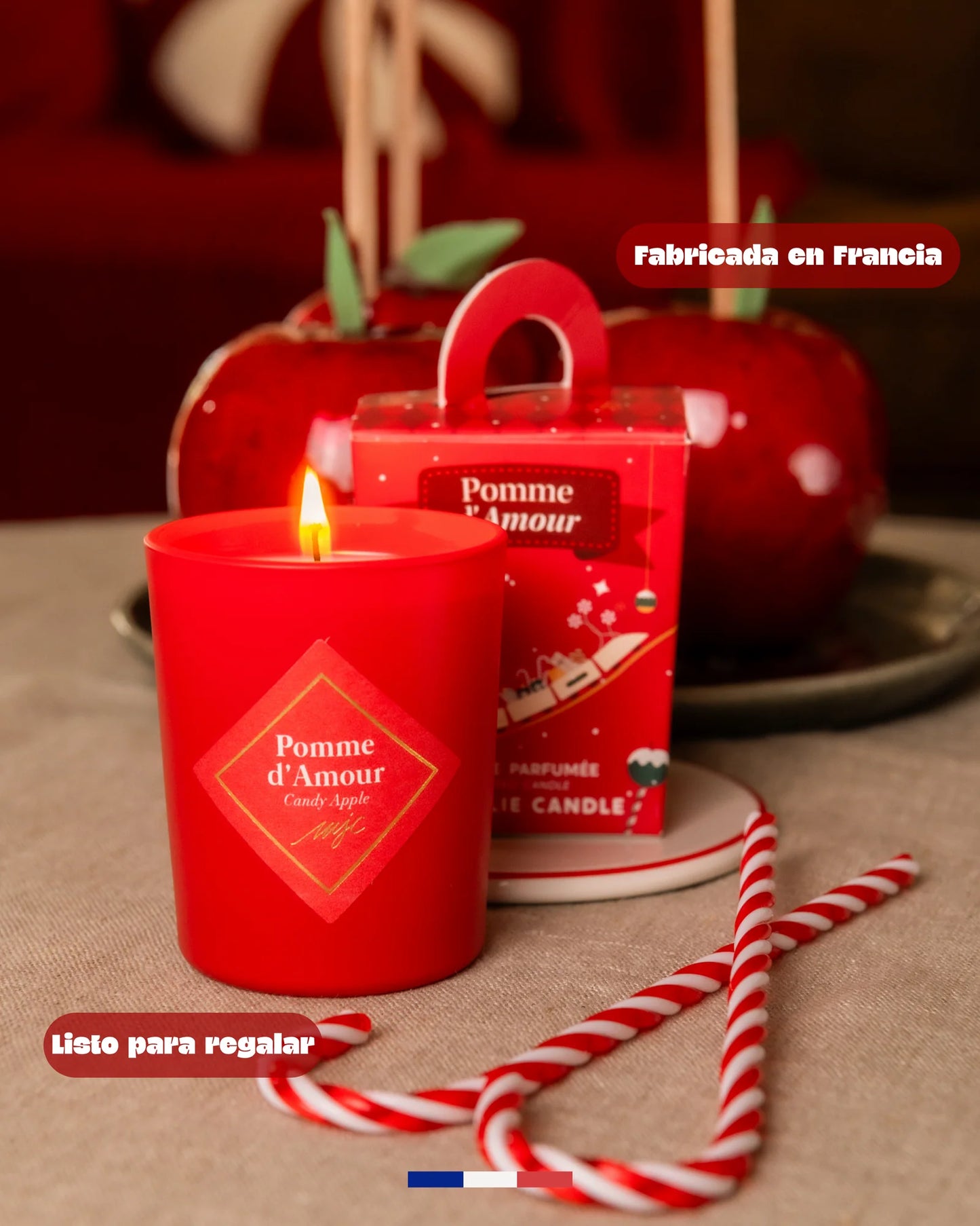 Vela pequeña manzana de caramelo