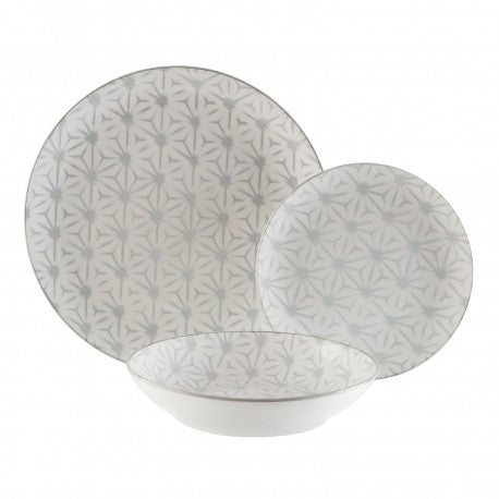 VAJILLA ROMBO GRIS 18 PIEZAS